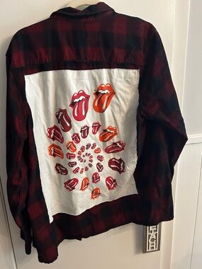 Rolling Stones Plaid corduroy  Shirt - Red, black  x large